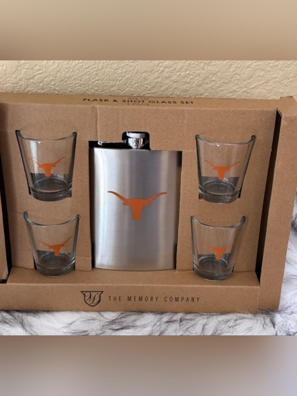 The Memory Company Longhorn Stainless Steel Flask & Shot Glass Set